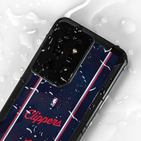 NBA Los Angeles Clippers Distressed Red Galaxy S24 Ultra Waterproof Case
