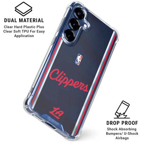 NBA Los Angeles Clippers Distressed Red Galaxy S25 Clear Case