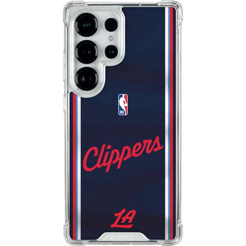 NBA Los Angeles Clippers Distressed Red Galaxy S25 Ultra Clear Case