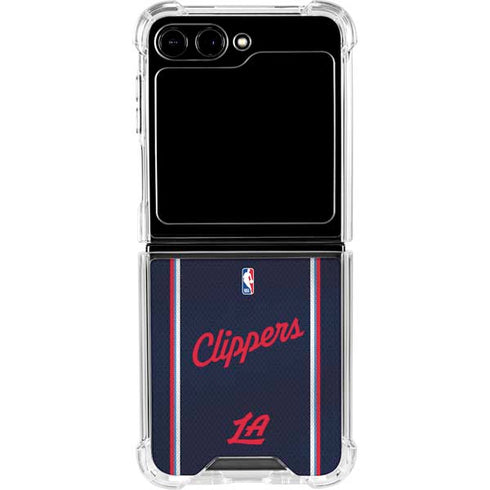 NBA Los Angeles Clippers Distressed Red Galaxy Z Flip5 5G Clear Case