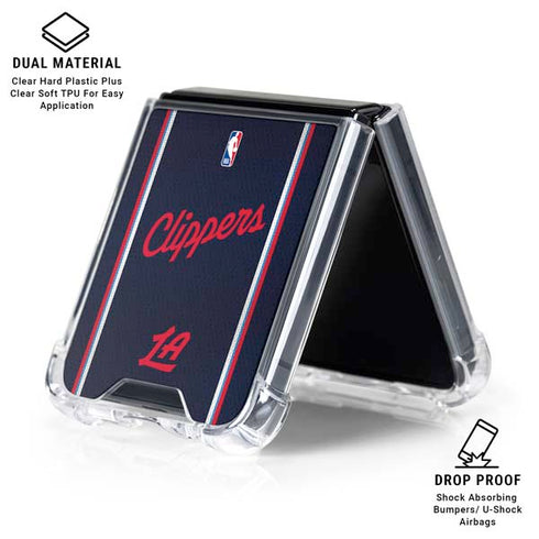 NBA Los Angeles Clippers Distressed Red Galaxy Z Flip6 Clear Case