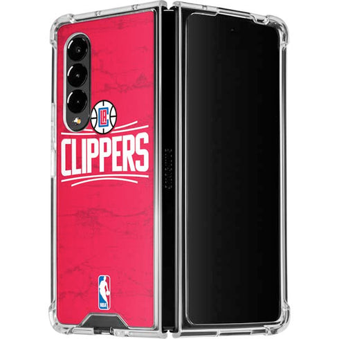 NBA Los Angeles Clippers Distressed Red Galaxy Z Fold4 5G Clear Case