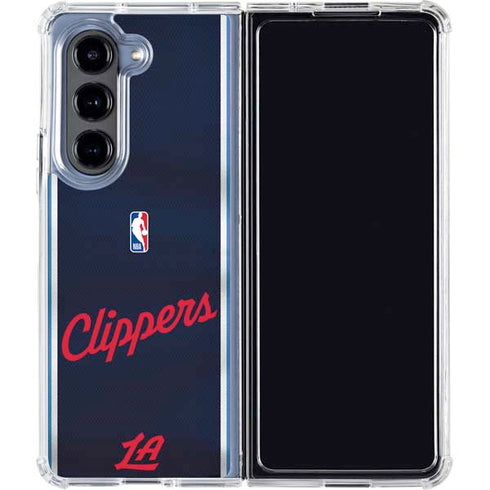 NBA Los Angeles Clippers Distressed Red Galaxy Z Fold5 5G Clear Case