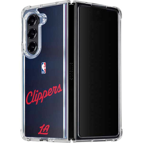 NBA Los Angeles Clippers Distressed Red Galaxy Z Fold5 5G Clear Case