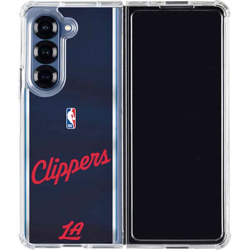 NBA Los Angeles Clippers Distressed Red Galaxy Z Fold6 Clear Case
