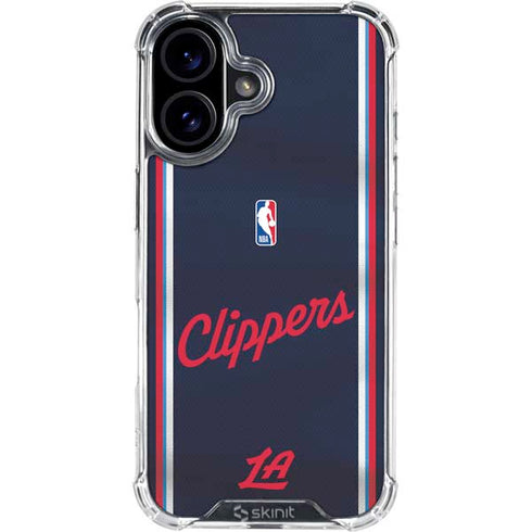 NBA Los Angeles Clippers Distressed Red iPhone 16 Plus Clear Case