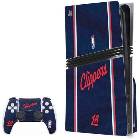 NBA Los Angeles Clippers Distressed Red PS5 Pro Disk Bundle Skin