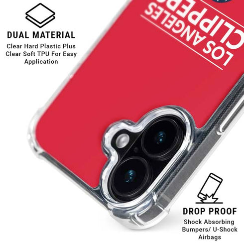 NBA Los Angeles Clippers Standard Red iPhone 16 Clear Case