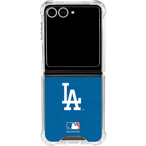 MLB Los Angeles Dodgers - Solid Distressed Galaxy Z Flip7 Clear Case