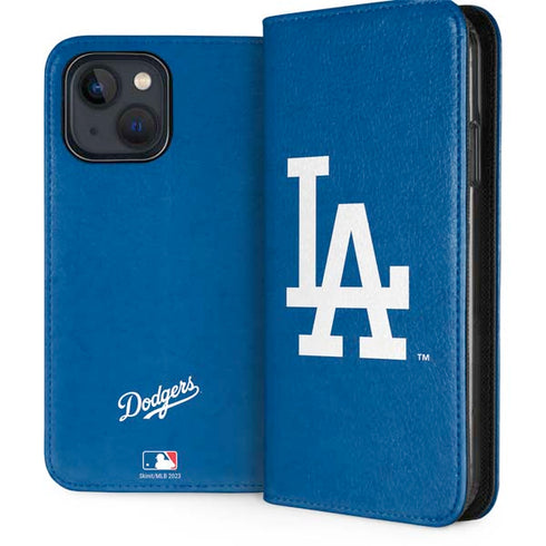 MLB Los Angeles Dodgers - Solid Distressed iPhone 15 Plus Folio Case