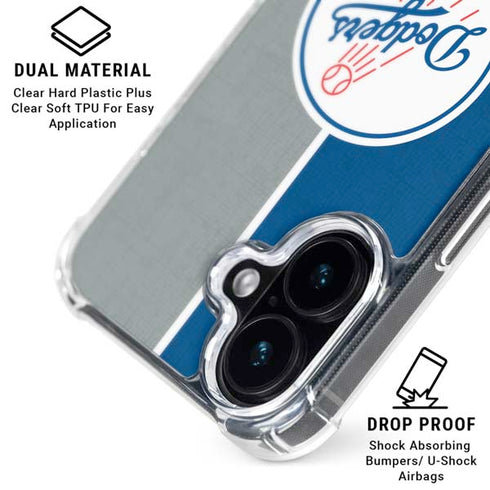 MLB Los Angeles Dodgers Split iPhone 16 Plus Clear Case