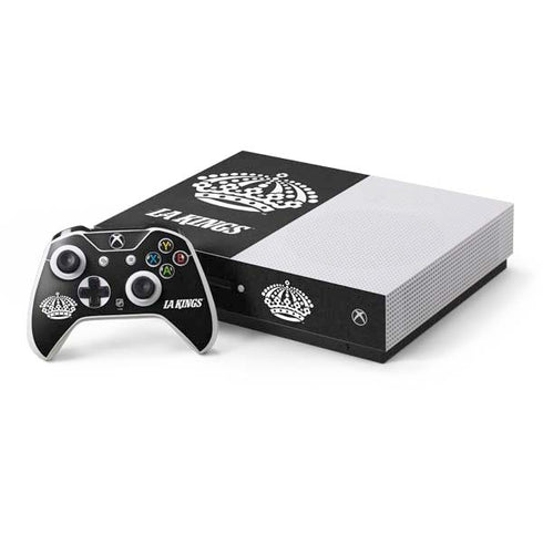 NHL Los Angeles Kings Black Background Xbox One S Console and Controller Bundle Skin