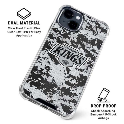 NHL Los Angeles Kings Camo iPhone 15 Plus Clear Case