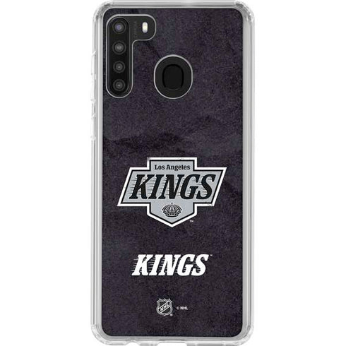 NHL Los Angeles Kings Distressed Galaxy A21 Clear Case