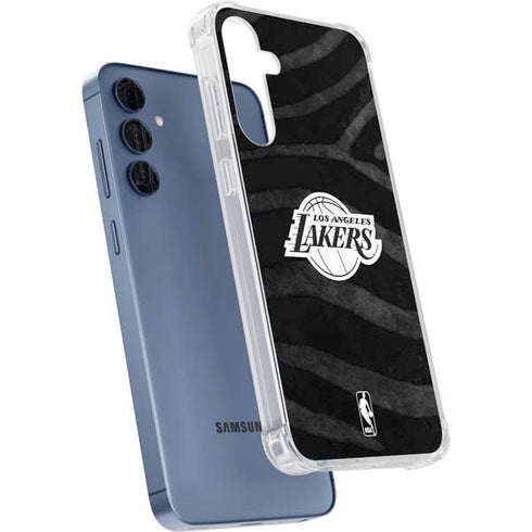 NBA Los Angeles Lakers Black Animal Print Galaxy A35 5G Clear Case