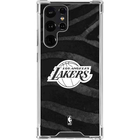NBA Los Angeles Lakers Black Animal Print Galaxy S23 Ultra Clear Case
