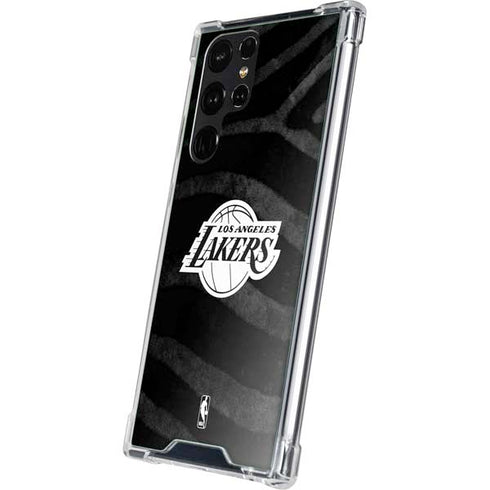 NBA Los Angeles Lakers Black Animal Print Galaxy S23 Ultra Clear Case