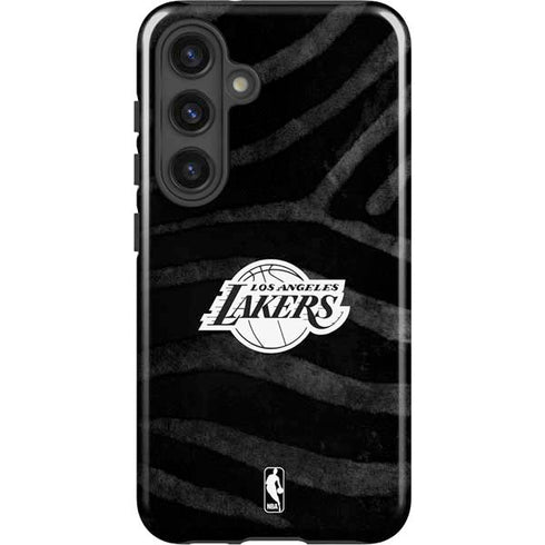 NBA Los Angeles Lakers Black Animal Print Galaxy S25 Plus Impact Case