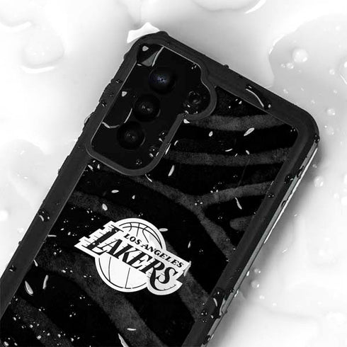 NBA Los Angeles Lakers Black Animal Print Galaxy S24 Plus Waterproof Case