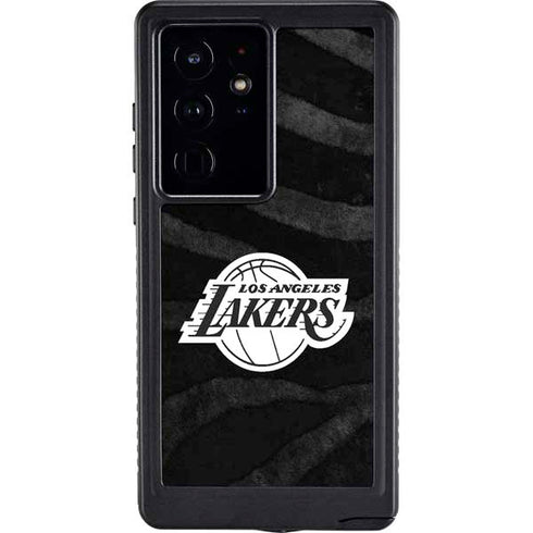 NBA Los Angeles Lakers Black Animal Print Galaxy S24 Ultra Waterproof Case