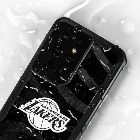 NBA Los Angeles Lakers Black Animal Print Galaxy S24 Ultra Waterproof Case