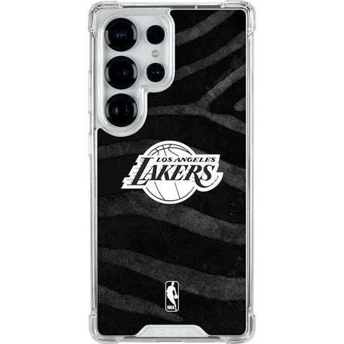 NBA Los Angeles Lakers Black Animal Print Galaxy S25 Ultra Clear Case