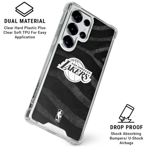 NBA Los Angeles Lakers Black Animal Print Galaxy S25 Ultra Clear Case