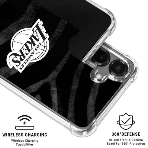 NBA Los Angeles Lakers Black Animal Print Galaxy S26 Plus Clear Case