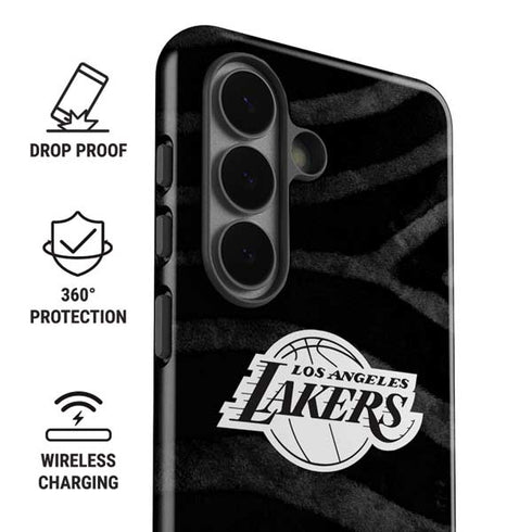 NBA Los Angeles Lakers Black Animal Print Galaxy S26 Plus Impact Case