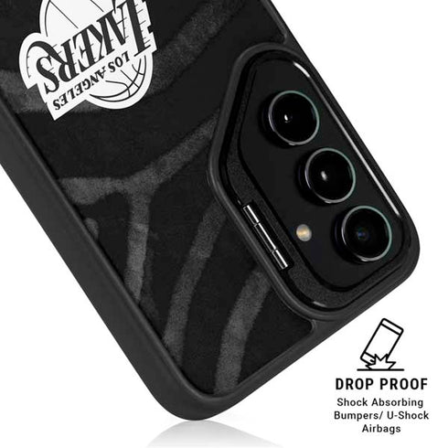 NBA Los Angeles Lakers Black Animal Print Galaxy S26 Ultra Kickstand Case