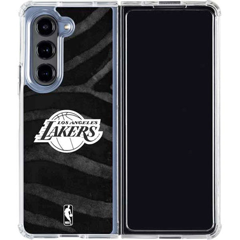 NBA Los Angeles Lakers Black Animal Print Galaxy Z Fold5 5G Clear Case