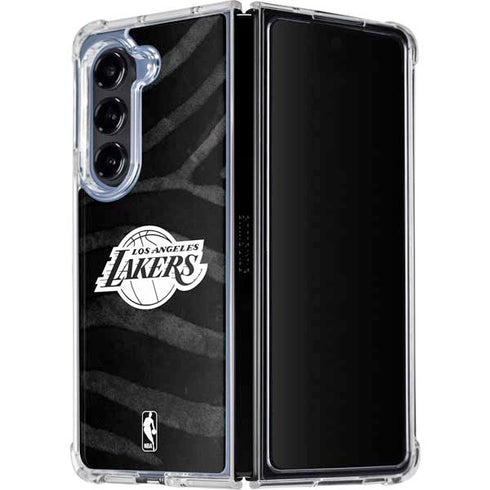 NBA Los Angeles Lakers Black Animal Print Galaxy Z Fold5 5G Clear Case