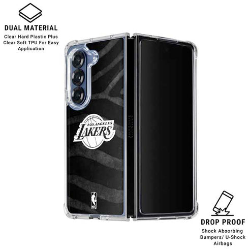 NBA Los Angeles Lakers Black Animal Print Galaxy Z Fold6 Clear Case