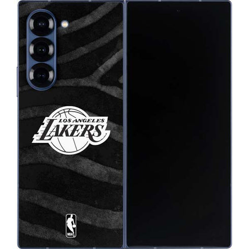 NBA Los Angeles Lakers Black Animal Print Galaxy Z Fold6 Skin