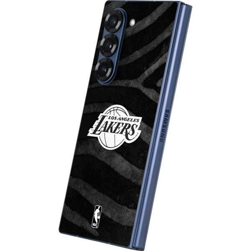 NBA Los Angeles Lakers Black Animal Print Galaxy Z Fold6 Skin