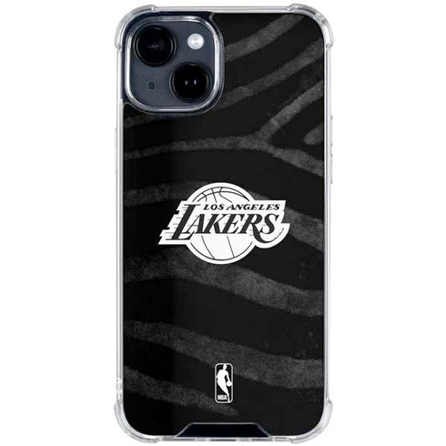 NBA Los Angeles Lakers Black Animal Print iPhone 15 Clear Case