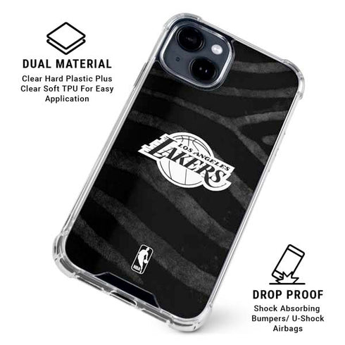 NBA Los Angeles Lakers Black Animal Print iPhone 15 Clear Case