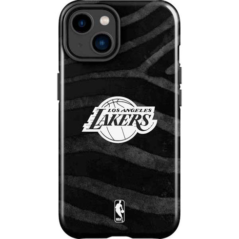 NBA Los Angeles Lakers Black Animal Print iPhone 15 Impact Case