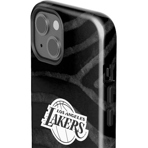 NBA Los Angeles Lakers Black Animal Print iPhone 15 Impact Case