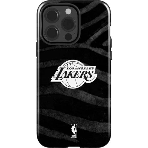 NBA Los Angeles Lakers Black Animal Print iPhone 15 Pro Impact Case