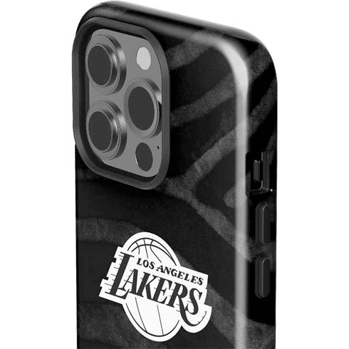 NBA Los Angeles Lakers Black Animal Print iPhone 15 Pro Impact Case