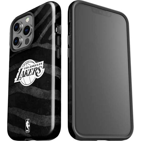 NBA Los Angeles Lakers Black Animal Print iPhone 15 Pro Impact Case