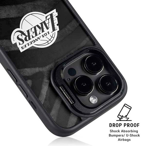 NBA Los Angeles Lakers Black Animal Print iPhone 15 Pro Kickstand Case