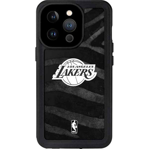 NBA Los Angeles Lakers Black Animal Print iPhone 15 Pro Waterproof Case
