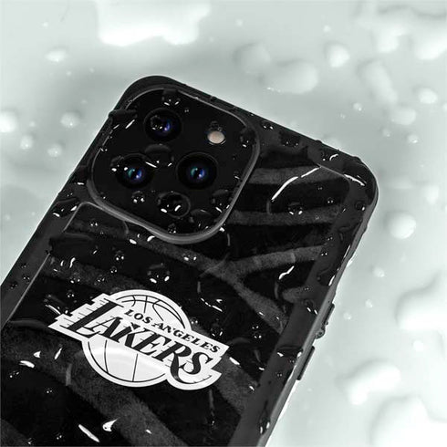 NBA Los Angeles Lakers Black Animal Print iPhone 15 Pro Waterproof Case