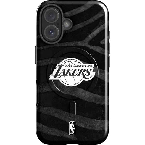 NBA Los Angeles Lakers Black Animal Print iPhone 16 Magsafe Impact Case