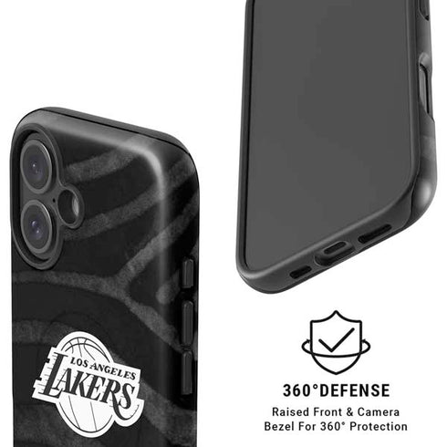 NBA Los Angeles Lakers Black Animal Print iPhone 16 Magsafe Impact Case