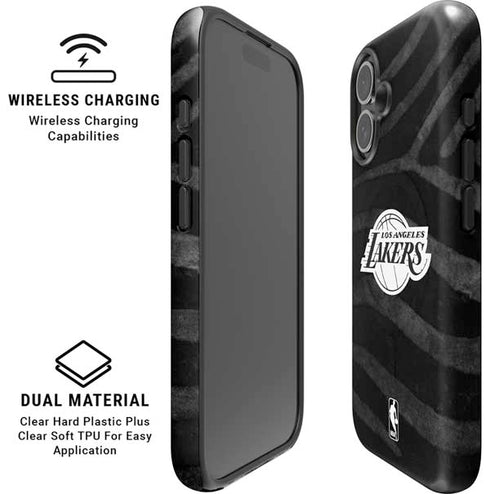 NBA Los Angeles Lakers Black Animal Print iPhone 16 Magsafe Impact Case