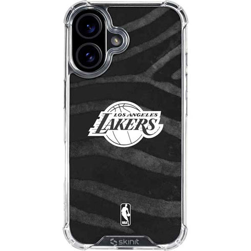 NBA Los Angeles Lakers Black Animal Print iPhone 16 Plus Clear Case
