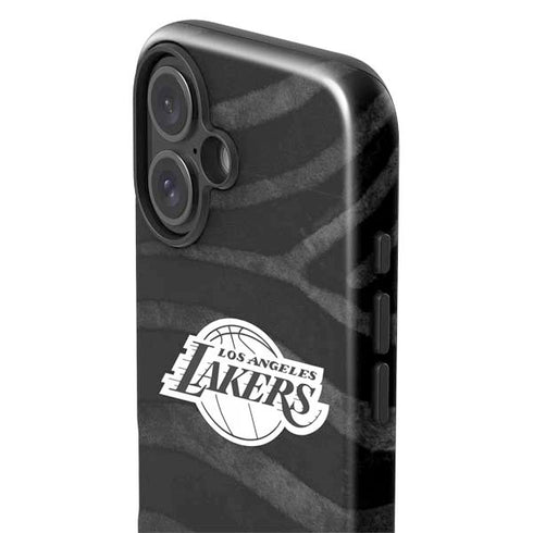 NBA Los Angeles Lakers Black Animal Print iPhone 16 Plus Impact Case